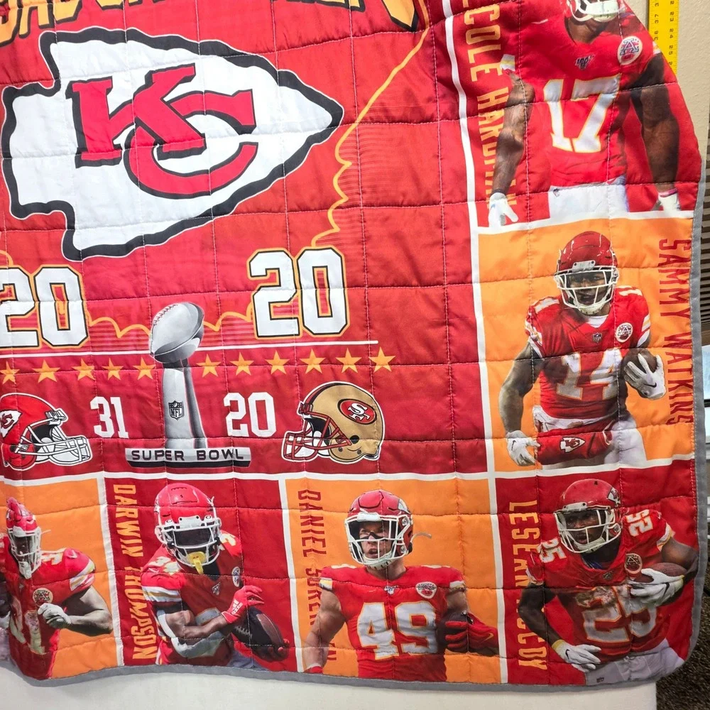 Kansas City Chiefs Super Bowl LIV Blanket 2020‎ Mahomes Travis Kelce 60x53 Throw